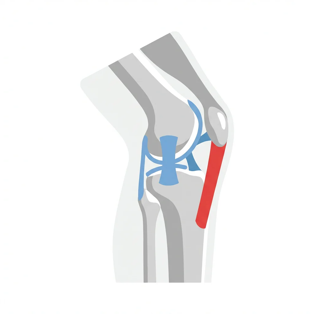 Illustration of the knee highlighting the patellar tendon